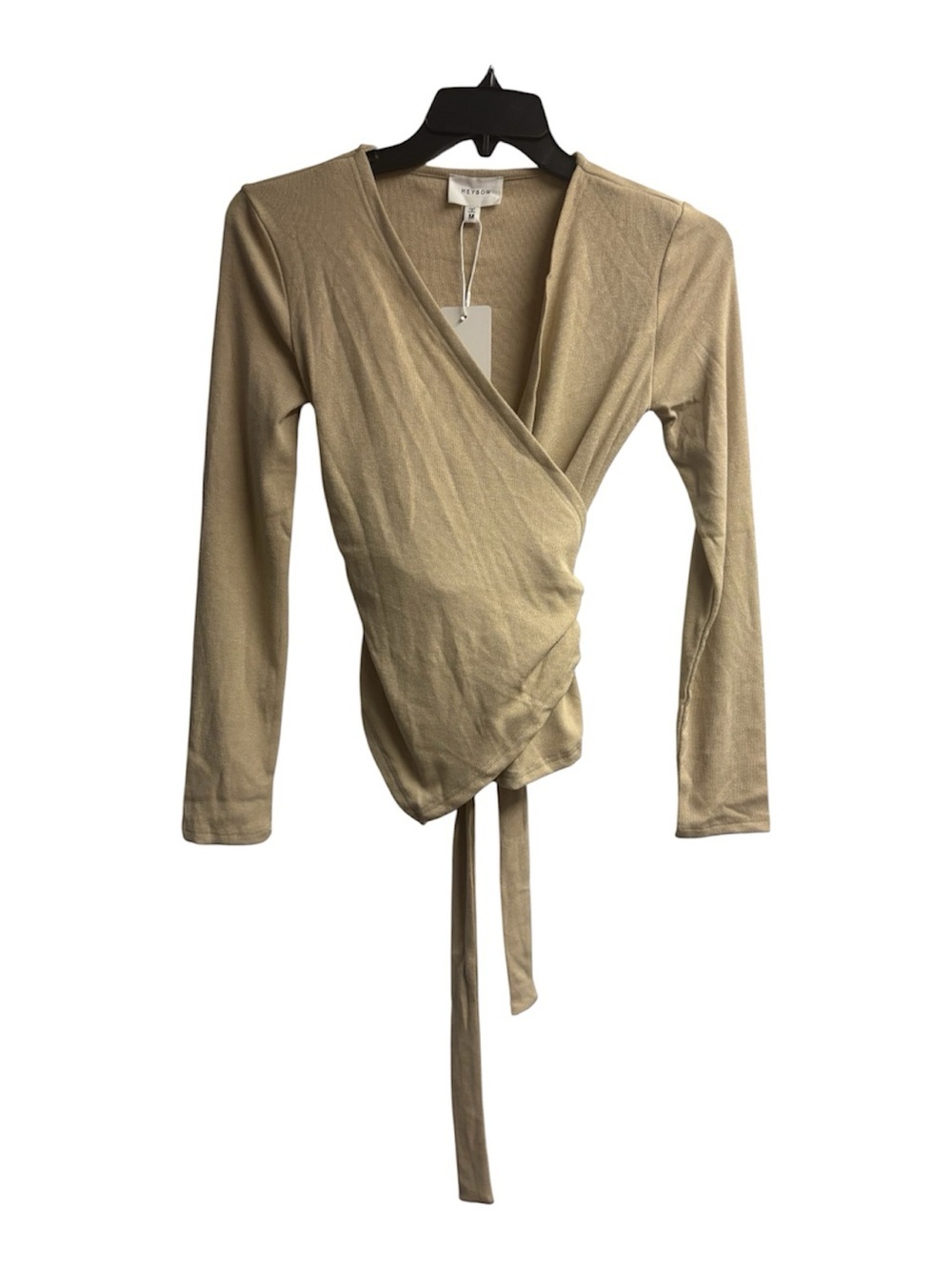 NWT Heyson Boutique Brand Beige/Neutral Wrap Top Size Medium